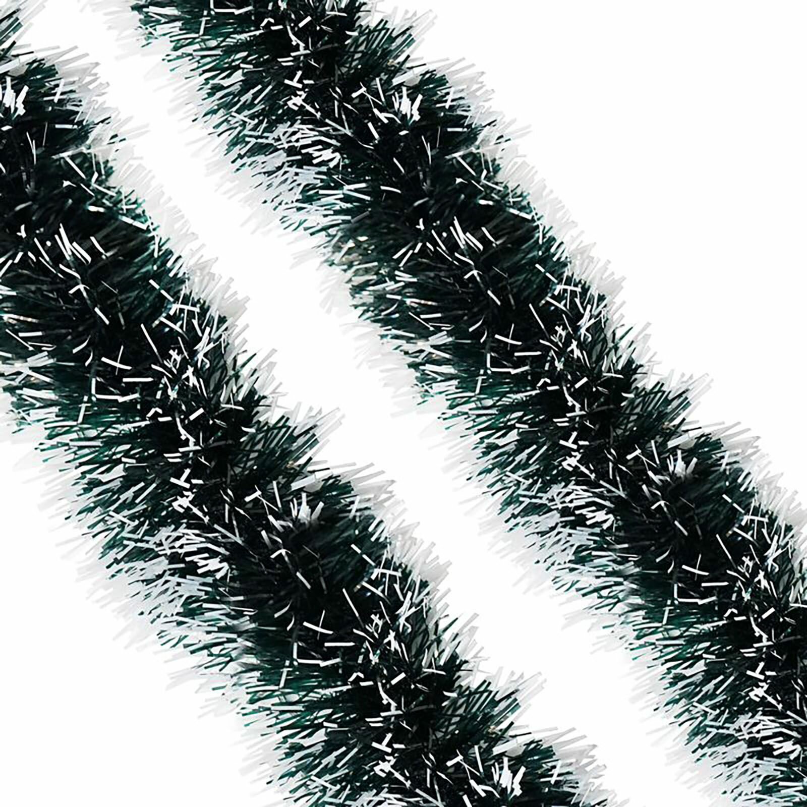 фото Мишура "Заснеженная" Темно-зеленая с белым / 2 м / 1 шт.