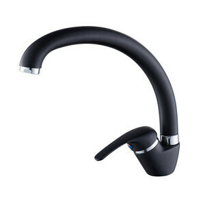 фото Смеситель для кухни Aqua Black черный с высоким изливом однорычажный