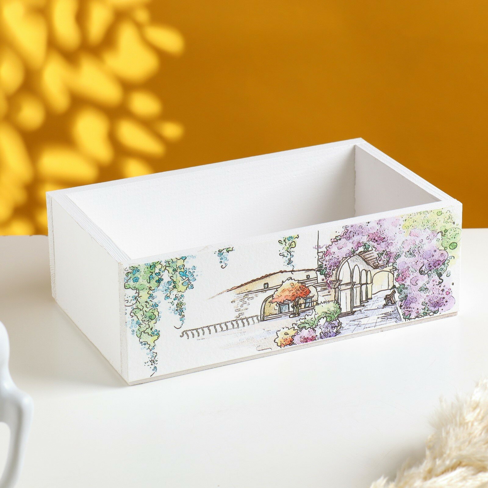 фото Кашпо флористическое деревянное " прованс №3" 24,5х14,5х8 см 7454917