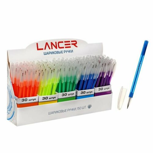 Набор ручек шариковых 150 штук 07мм стержень синий цветной корпус в дисплее 2393₽