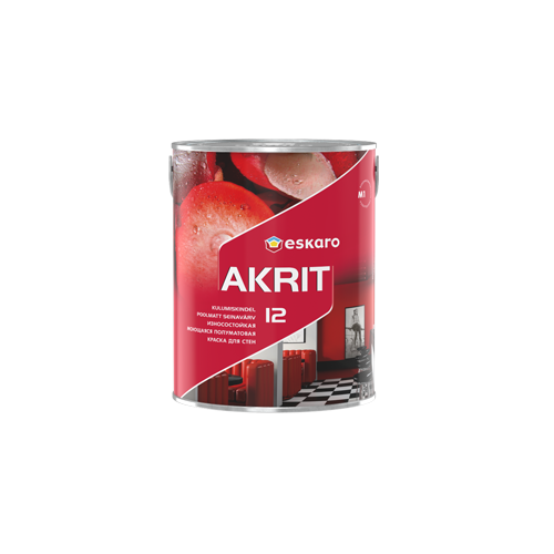 Моющаяся Краска 2.85л Eskaro Akrit 12 Полуматовая Износостойкая для Стен.