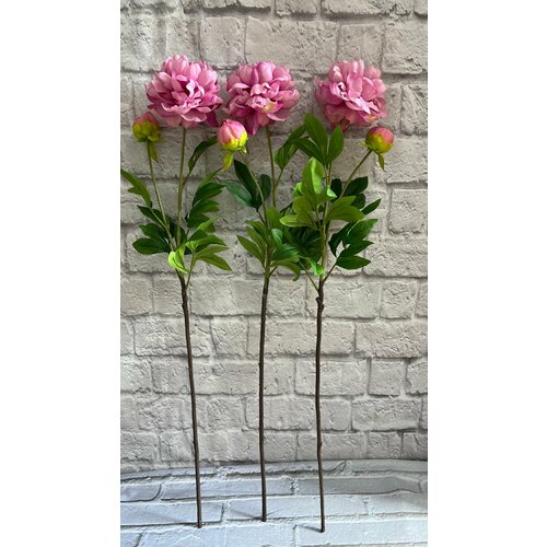 Пионы Н88см, цвет ярко-розовый, 3 штуки/искусственные цветы