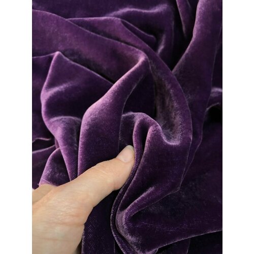 Ткань Бархат на шёлке лилового цвета Италия
