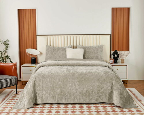 Изображение товара Покрывало бархатное евро макси Sofi de Marko Розалин (беж) 240х260 см