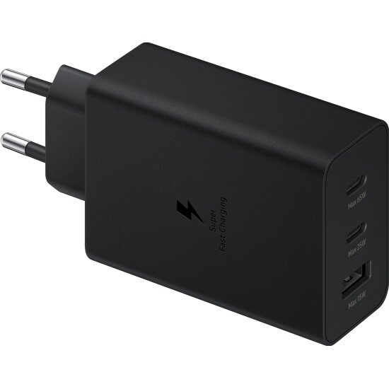 Сетевое зарядное устройство Samsung EP-T6530, USB-A + 2xUSB-C, черный — фото 1