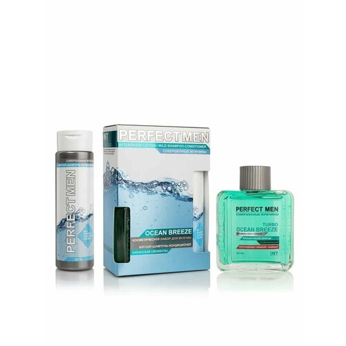 Набор косметический Perfect Men Ocean Breeze, для чувствительной кожи, лосьон после бритья 100 мл + пена для бритья 200 мл