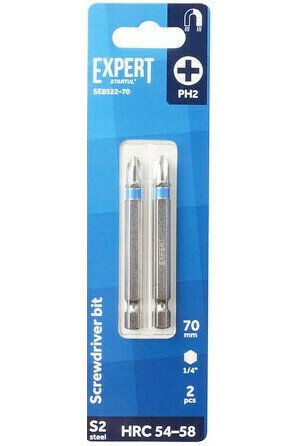 Бита для шуруповерта магнитная, STARTUL Expert, SE8522-70, PH2, 70 мм, 2 штуки — фото 1
