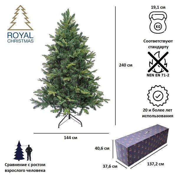 Елка искусственная Royal Christmas Idaho Premium PVC/PE 240см