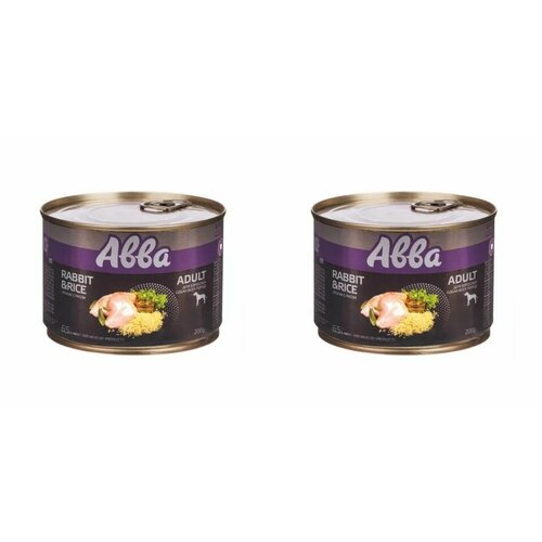 (2 ШТ.) Aвва Adult, Консервы, для взрослых собак, всех пород, кролик с рисом, 200 гр.