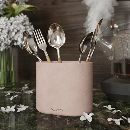 Кухонный стакан Astrid Duo подставка под столовые приборы 125х85х10 см бетон розовый матовый 2200₽