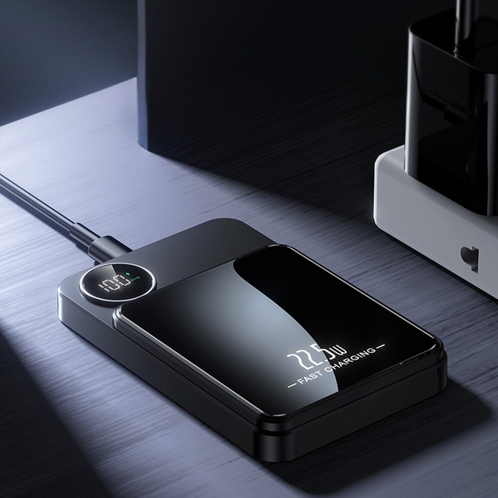 Powerbank MagSafe iPhone / Android 10000 mAh с магнитным держателем / Быстрая зарядка 22.5W / Проводная и беспроводная зарядка — фото 1