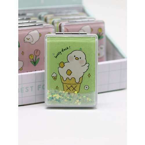 Зеркало для макияжа карманное складное с увеличением DuckIceCream green 8х6 см 469₽