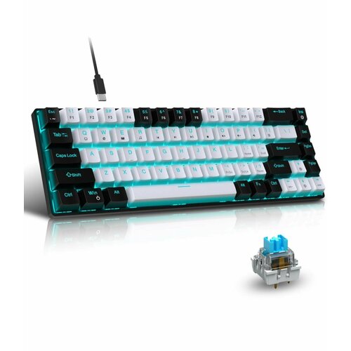 Игровая Механическая Клавиатура HKSJ V800WB Blue Switch RGB подсветка PBT Пластик Для компьютера Type-C 3990₽