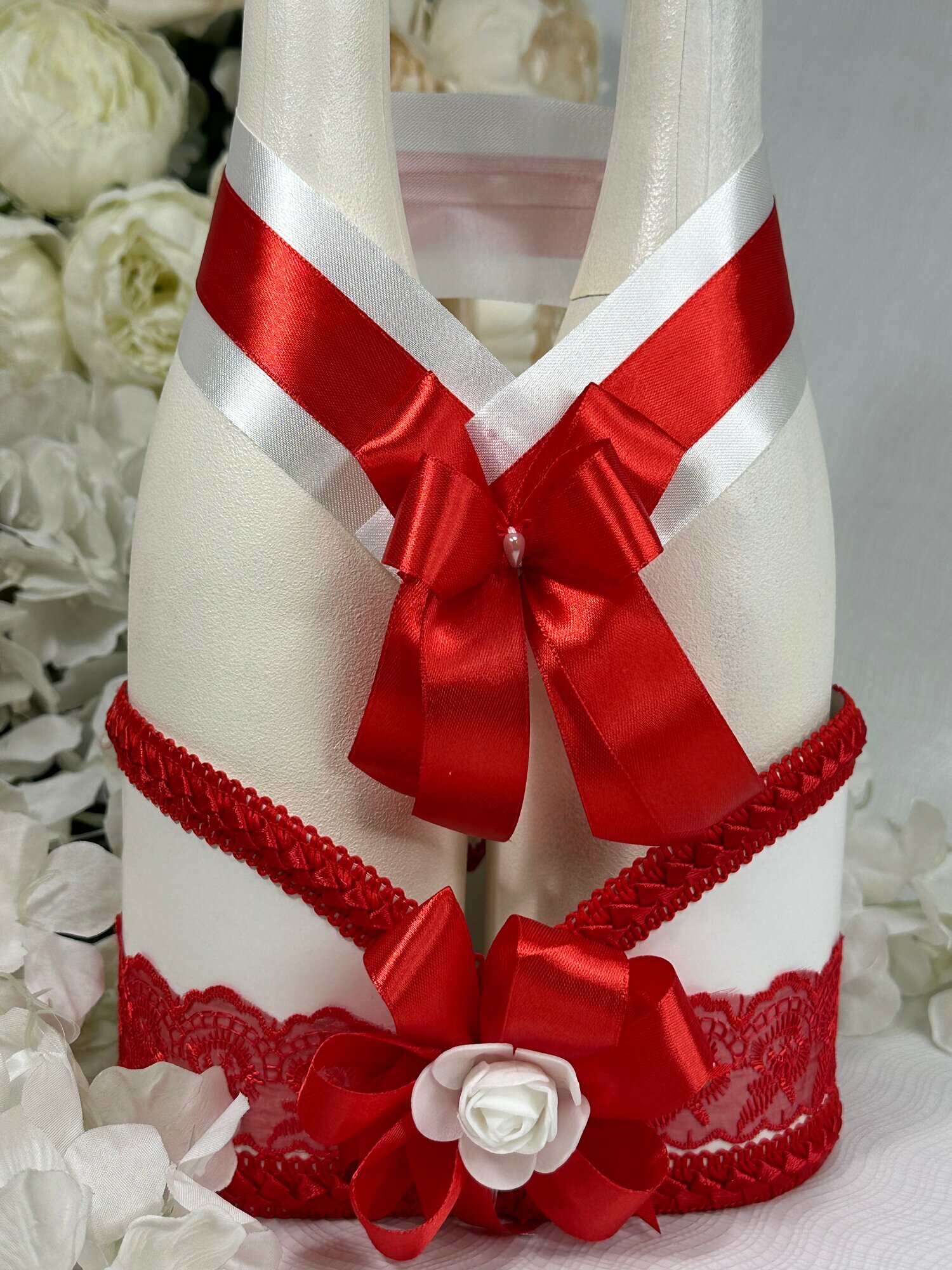 Украшение для шампанского Корзинка "Ажурная", красный