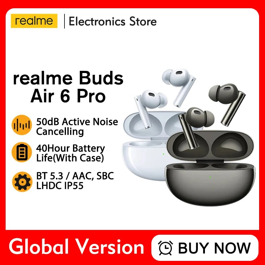 Realme buds air 6 pro беспроводные внутриканальные наушники, Белый