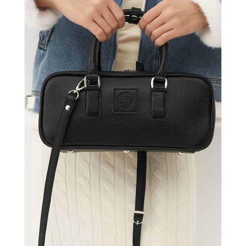 Сумка багет FABRIZIO CLUB, фактура зернистая, черный