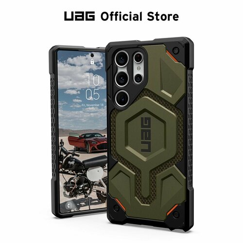 UAG чехол для мобильного телефона Samsung Galaxy S23 Ultra магнитный совместимый защитный чехол Monarch Pro Kevlar усиленная защита противоударный зеленый