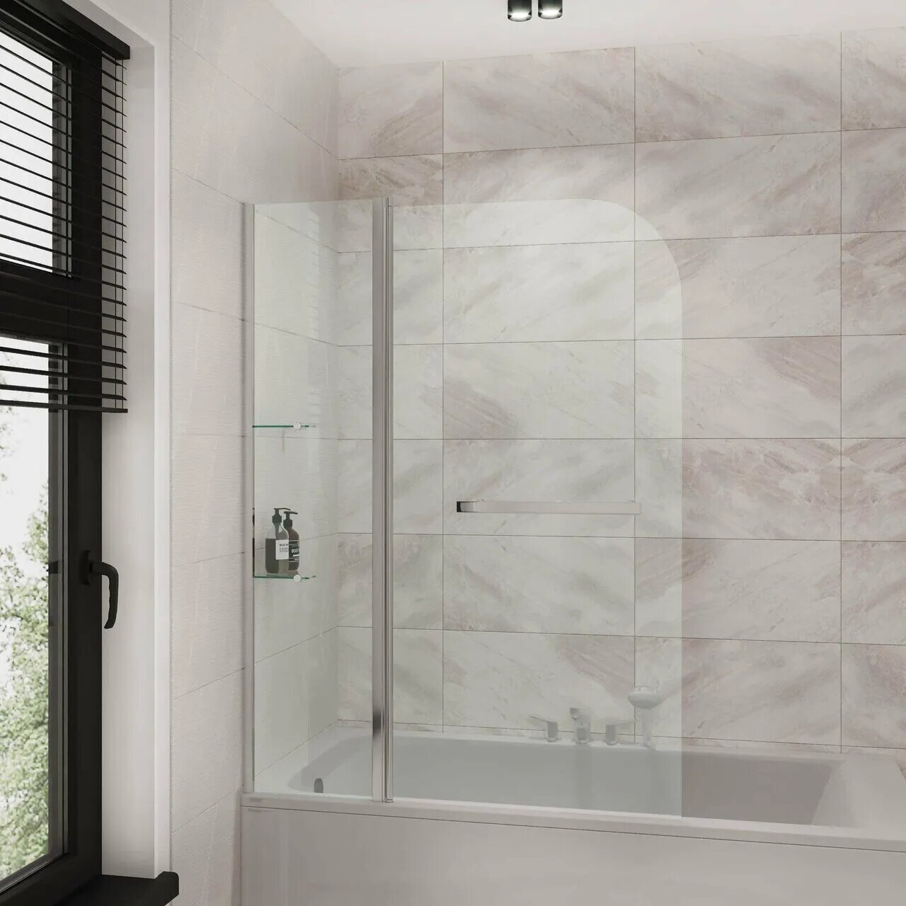 Шторка для ванны Grossman 110x150 GR-101/1 профиль хром стекло прозрачное