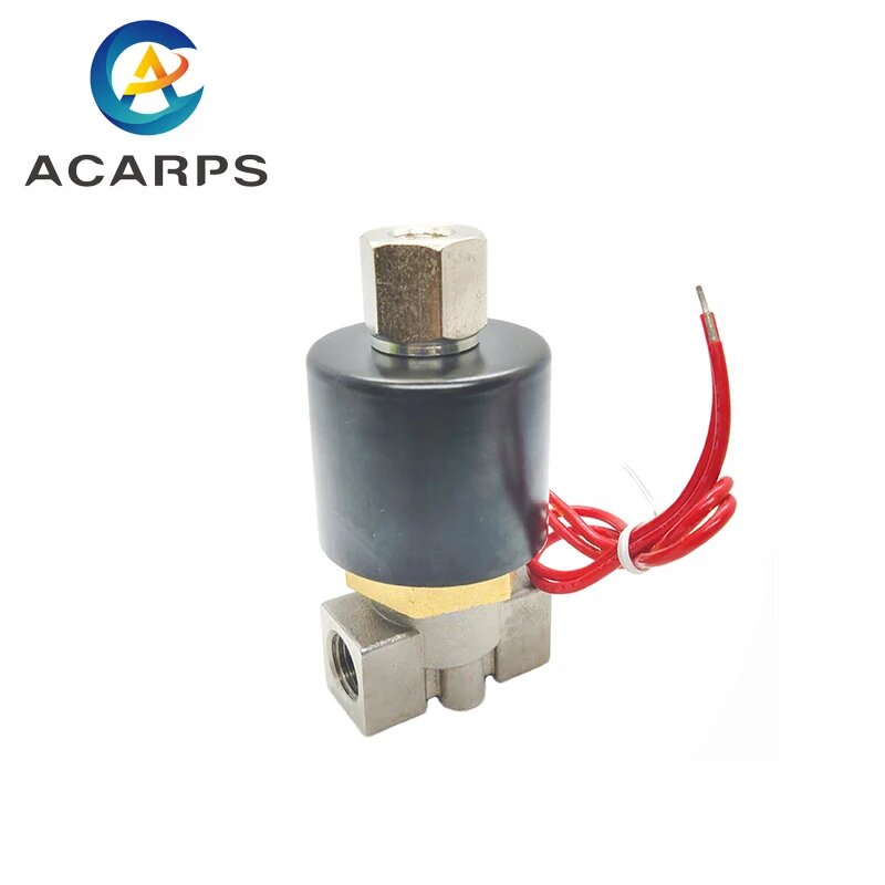 Соленоидный клапан Acarps 1/4", нержавеющая сталь, нормально открытый, 12В, 1/4", 12VDC