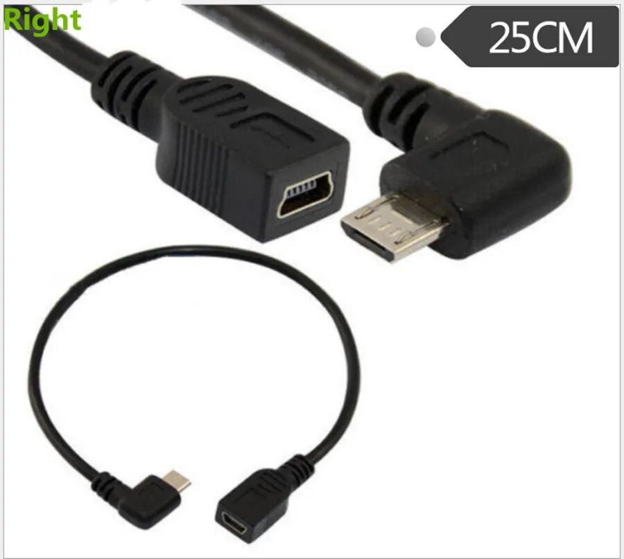 UXG Адаптер Micro USB 2.0 Male to mini USB Female, Right, 0.2M