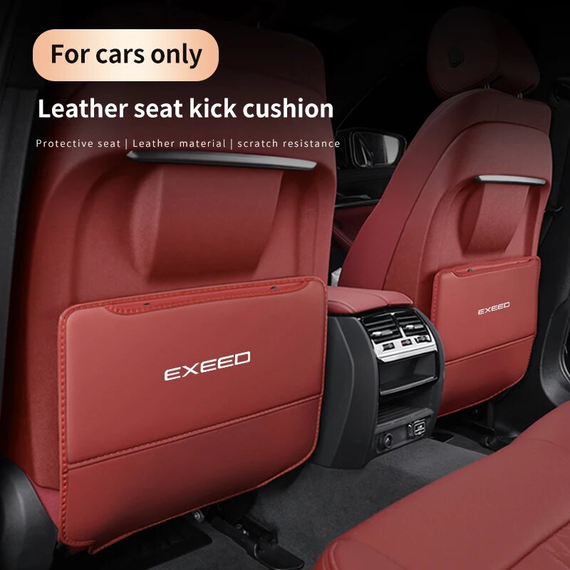 Защита спинки сиденья автомобиля для Chery Exeed TXL TX VX LX RX, противоударный коврик, органайзер для спинки сиденья, сумка для хранения, автомобильные аксессуары, Red — фото 1