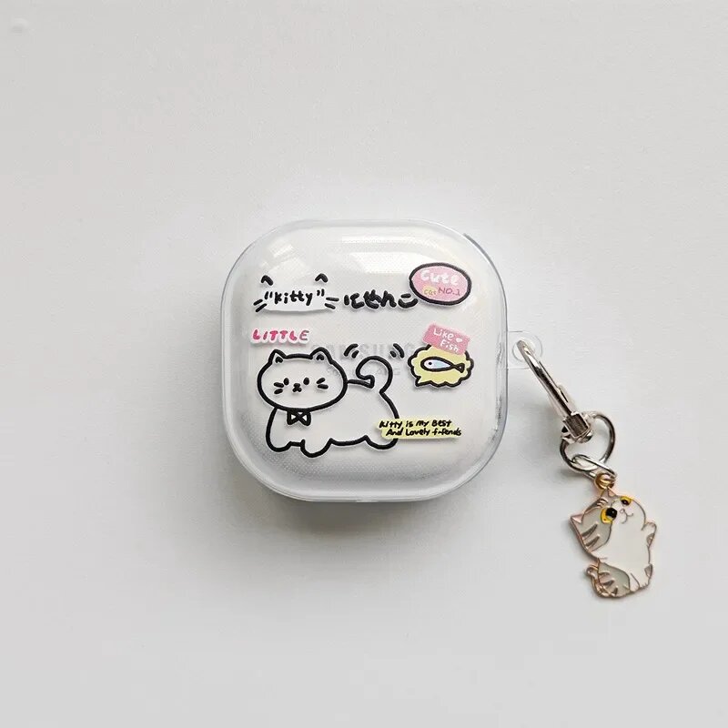 Прозрачный чехол для наушников Samsung Galaxy Buds с котом