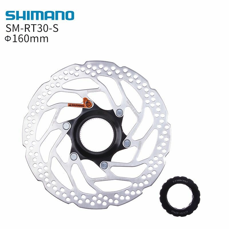 Тормозной диск (ротор) Shimano SM-RT30, 160+180мм, C.Lock, только для полимерных колодок, без коробки, 2 шт. — фото 1