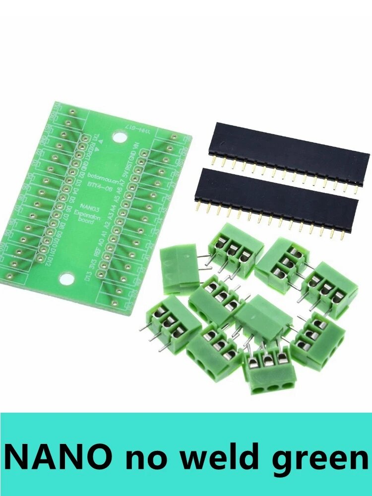Клеммный адаптер для Arduino Nano NANO V3.0 baishundianzi, NANO no weld green
