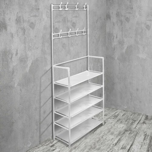 Стойка-стеллаж для одежды и обуви 5 ярусов размер 171 х 60 х 27 см Стеллаж складной под одежду и обувь в прихожую 5 уровней 1375₽