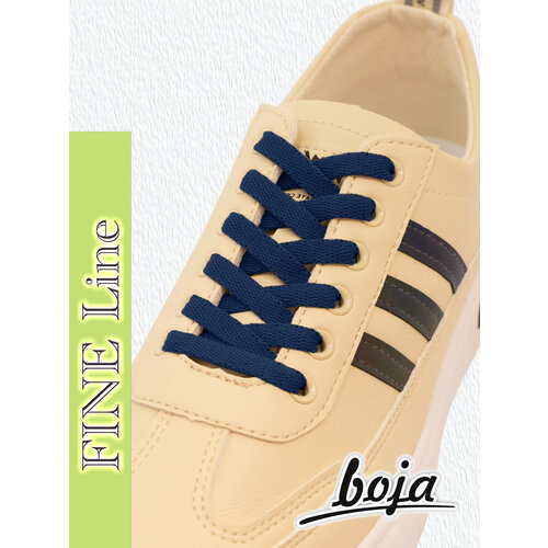 Шнурки для обуви BOJA (FINE), плоские, 100 см, синие темные, для кроссовок, НЕ эластичные, НЕ резиновые, без фиксаторов