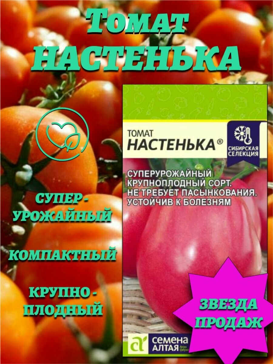 Томат Настенька (005гр). Суперурожайный крупноплодный. Семена Алтая.