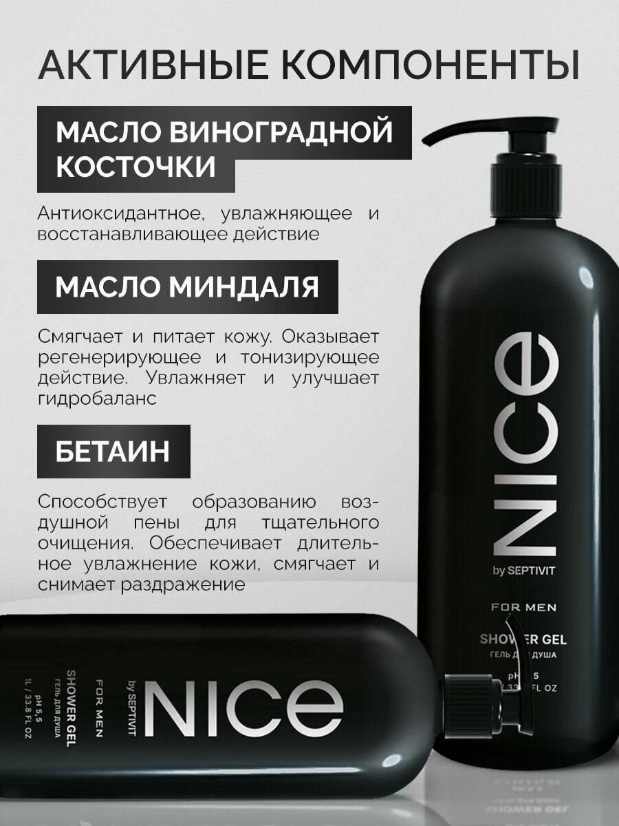 NICE by SEPTIVIT Гель для душа для ежедневного использования NICE by SEPTIVIT муж, 1 л — фото 1