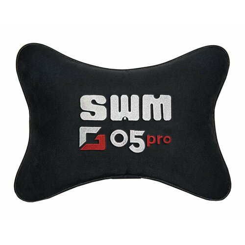 Подушка на подголовник автомобильная черная алькантара SWM G05 PRO
