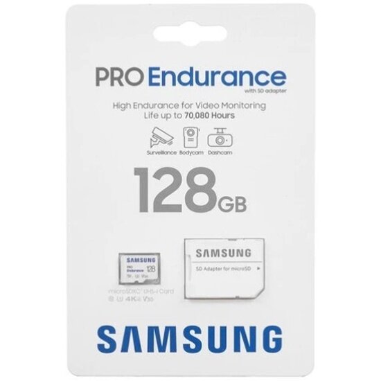 Карта памяти Samsung microSDXC 128Gb Pro Endurance UHS-I U3 V30 + ADP