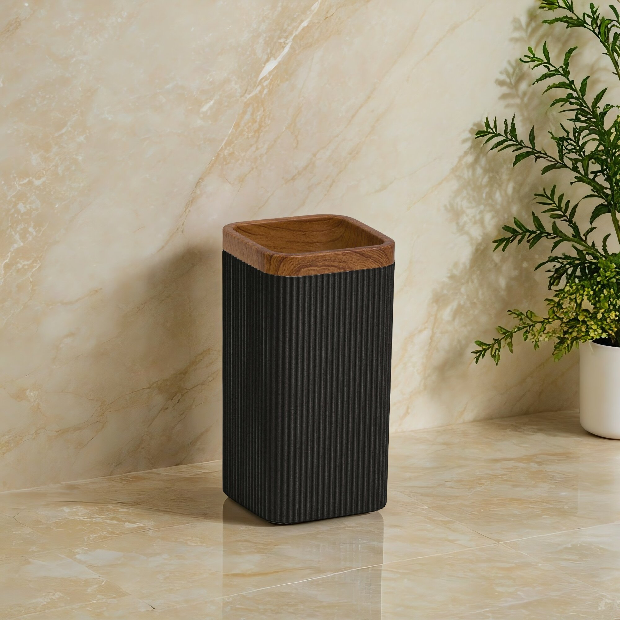 Стакан для зубных щёток Fixsen SAND BLACK квадратный черный пластик