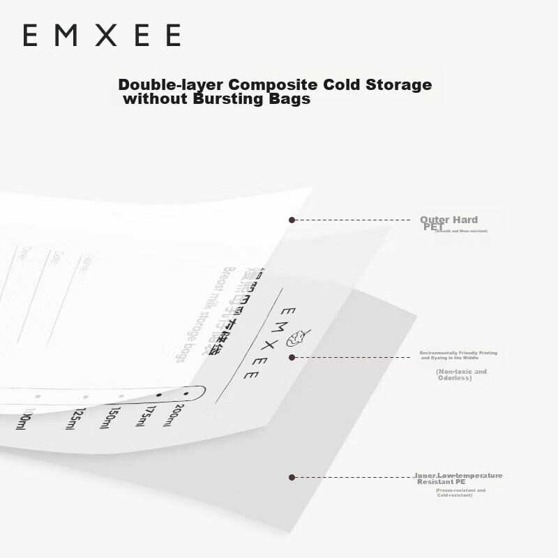 EMXEE Breast Milk Storage Bags, Disposable Breast Milk Containers, Nipple-Shaped Storage Bags, Refrigerated Milk Storage Bags, Thickened Leak-Proof Storage Bags