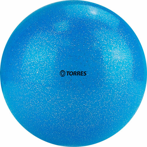 Мяч для художественной гимнастики TORRES AGP-15-06, диаметр 15 см, голубой с блестками