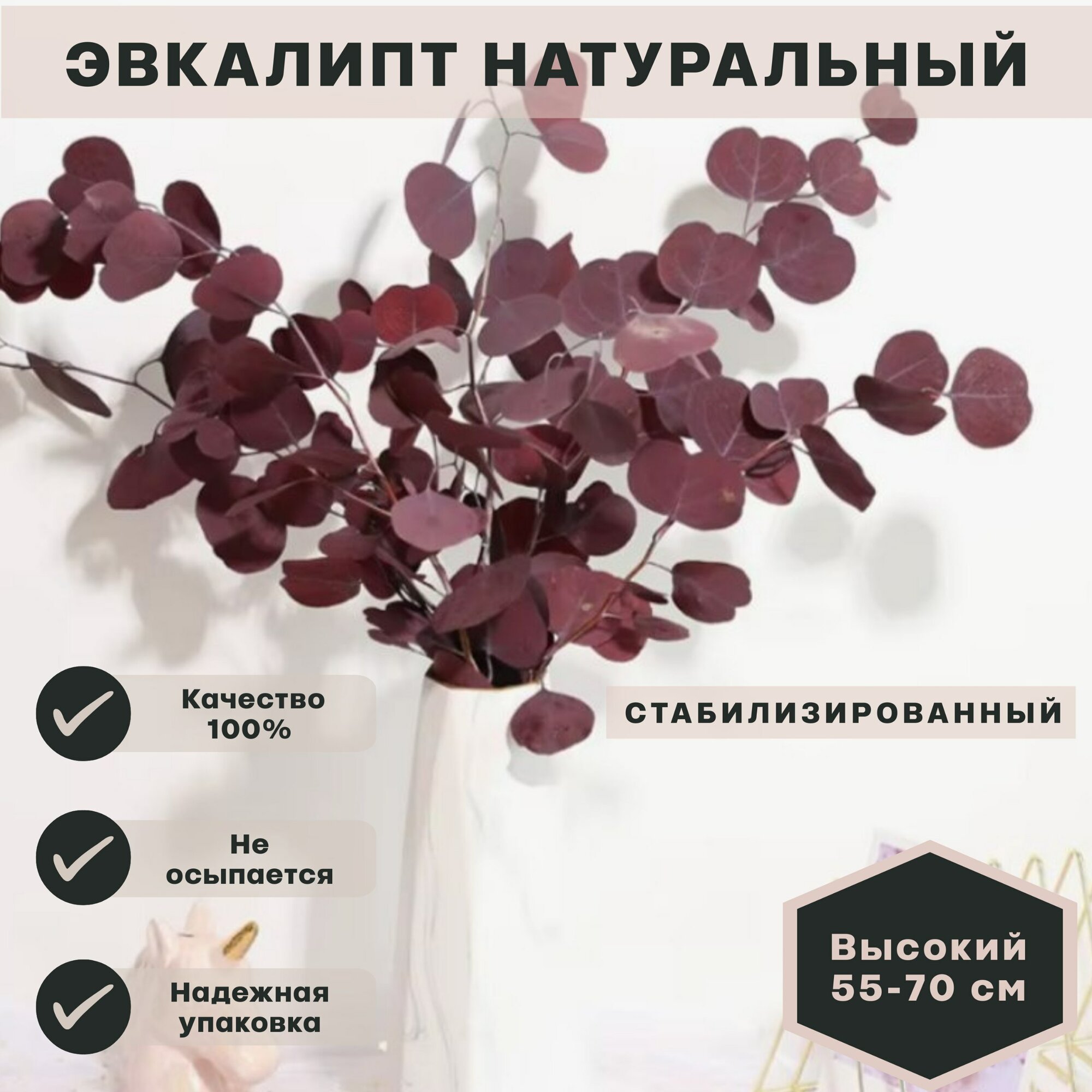Натуральный стабилизированный эвкалипт, красный