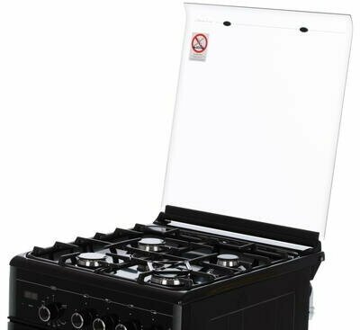Газовая плита GEFEST ПГ 5300-03 0046, газовая духовка, стеклянная крышка, чугун, черный — фото 1