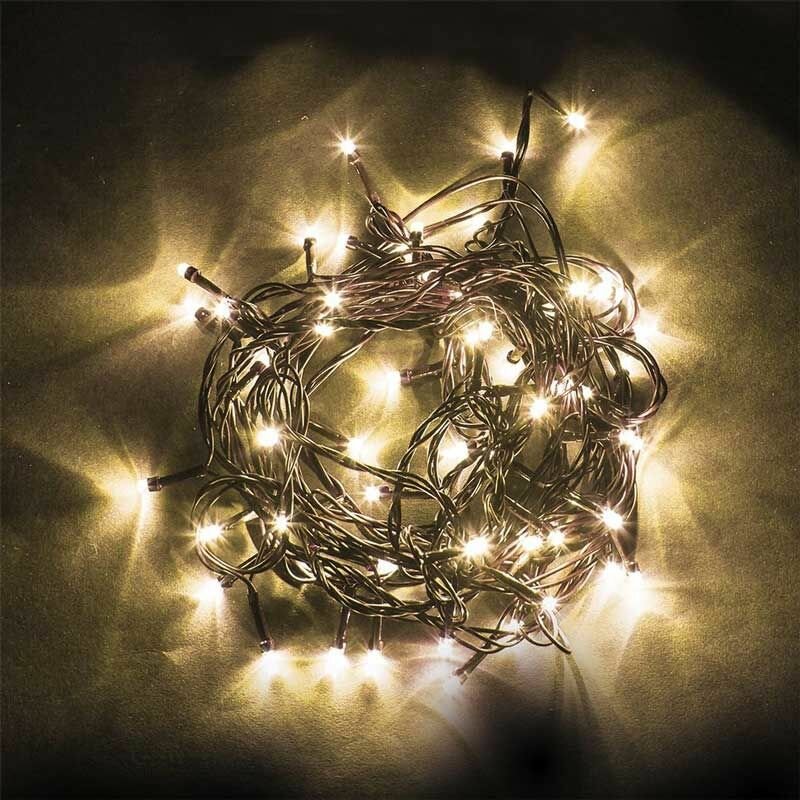 Гирлянда-нить светодиодная 40 LED 2700K, 4+1.5 м зеленый провод, контроллер