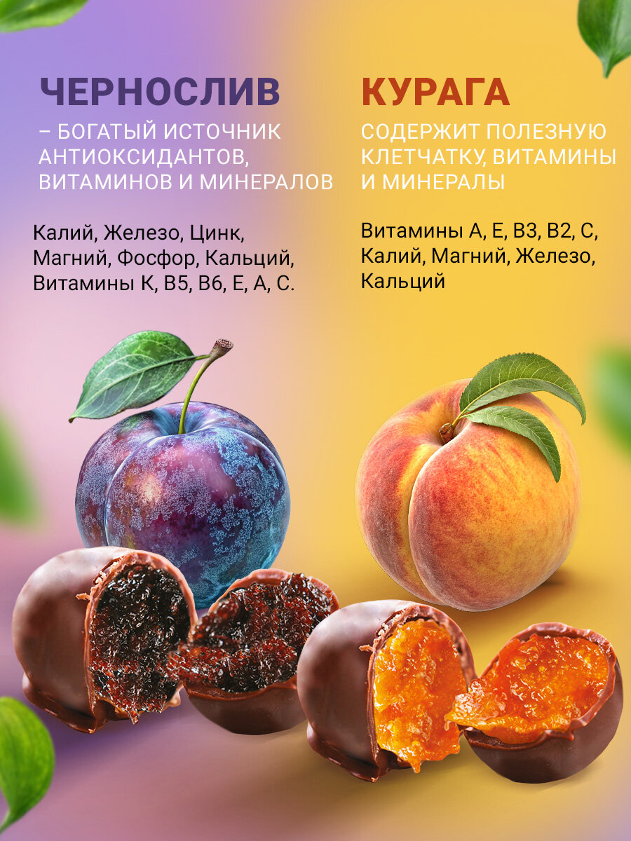 Изображение Конфеты Кремлина Фит Чернослив и Курага без сахара, пакет 500 гр