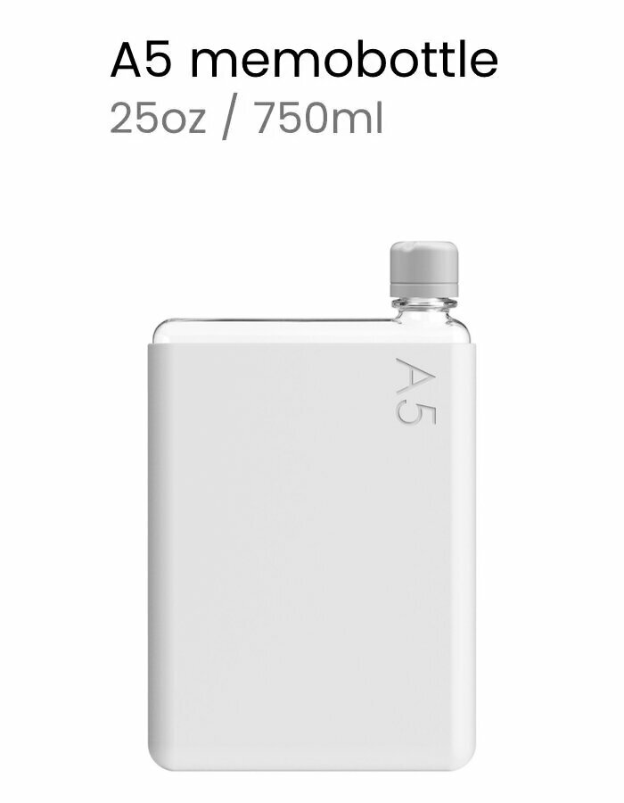 Бутылка с силиконовым чехлом Memobottle A5, серый