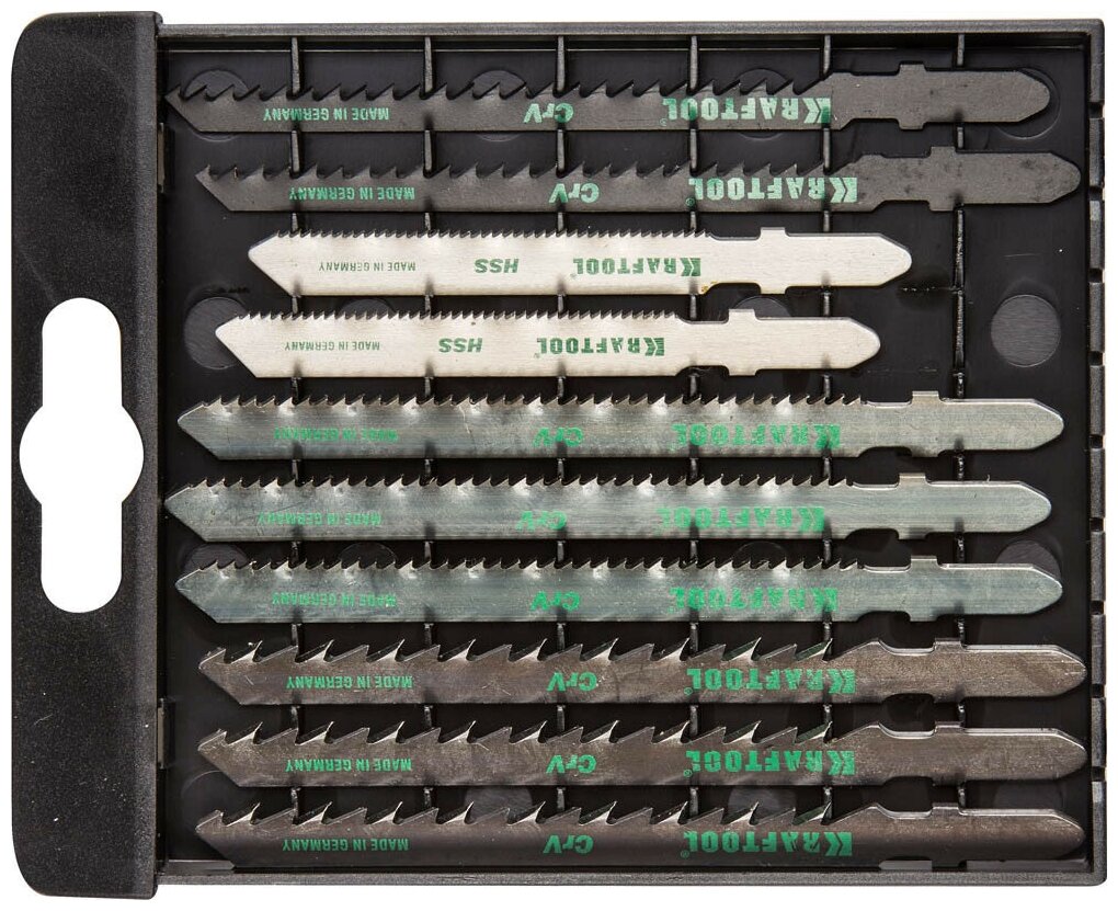 Набор KRAFTOOL Полотна для эл/лобзика по дереву ДСП фанере мягкому листовому металлу EU-хвост 10шт 159590-H10