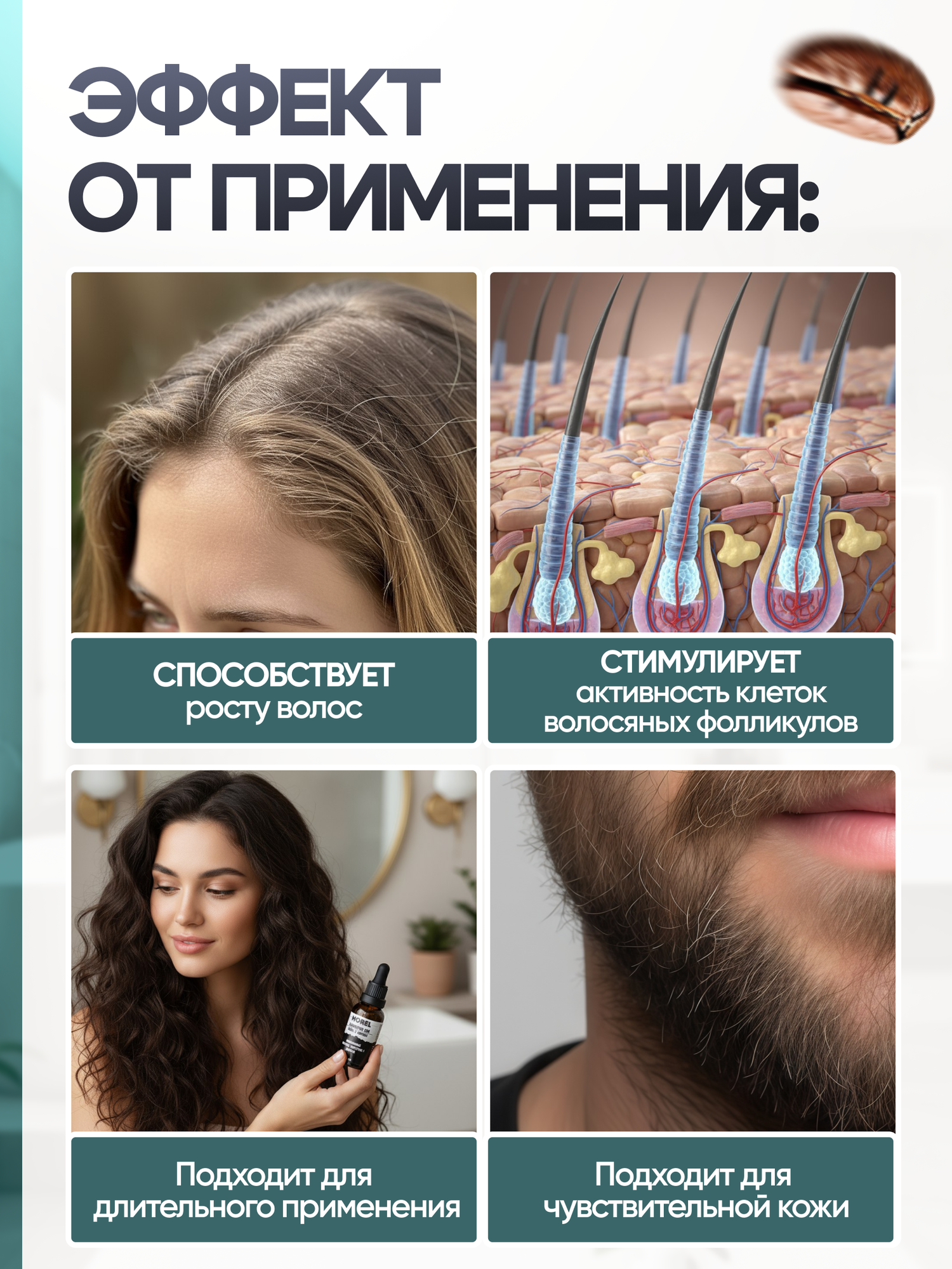 MOREL. Сыворотка для волос и бороды, стимулятор роста, 30 мл — фото 1