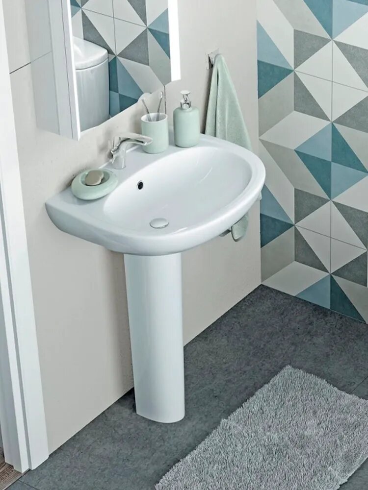 Раковина Santek Анимо 55, отверстие для смесителя, с пьедесталом — фото 1