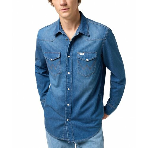 Рубашка Wrangler, размер S, синий