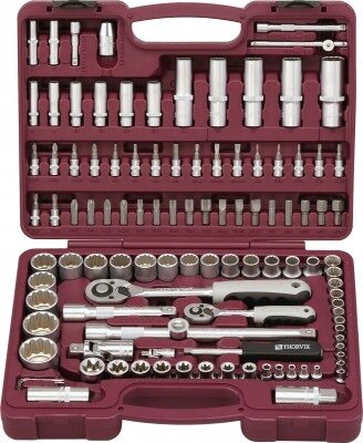 Набор инструмента 1/4", 1/2"DR, 108 предметов Thorvik TS108/12, 54013, с 12-гранными головками