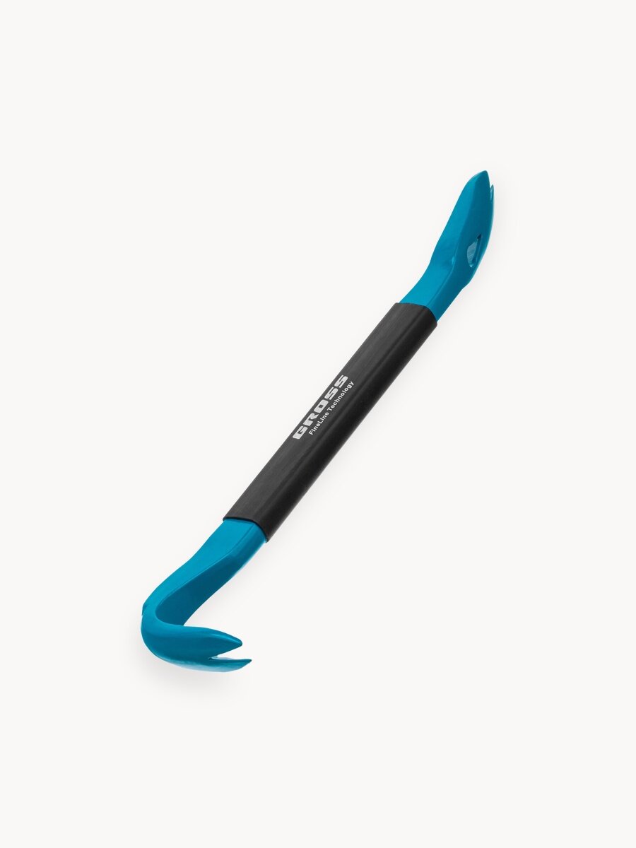 Лом-гвоздодер Gross, 300 x 22 x 14 мм, кованая сталь С45, закаленные рабочие части и обрезиненная рукоятка, 25253