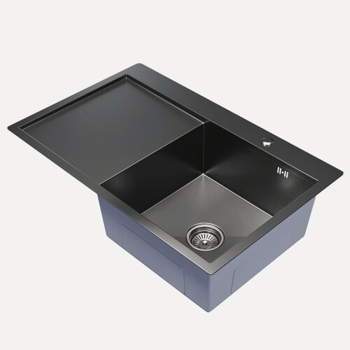 Изображение товара Мойка настол. монтаж 78х50 (3,0) прав. вып 3 1/2 MIXLINE PRO 20см с сифоном (черный графит)