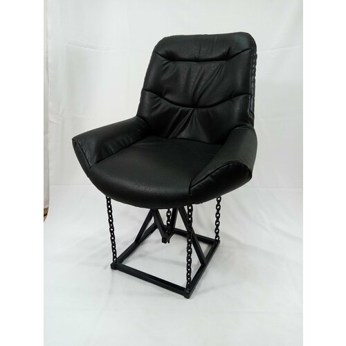 Кресло на цепях Лофт Grand кожа черная каркас черный высота сиденья 48 см 7500₽